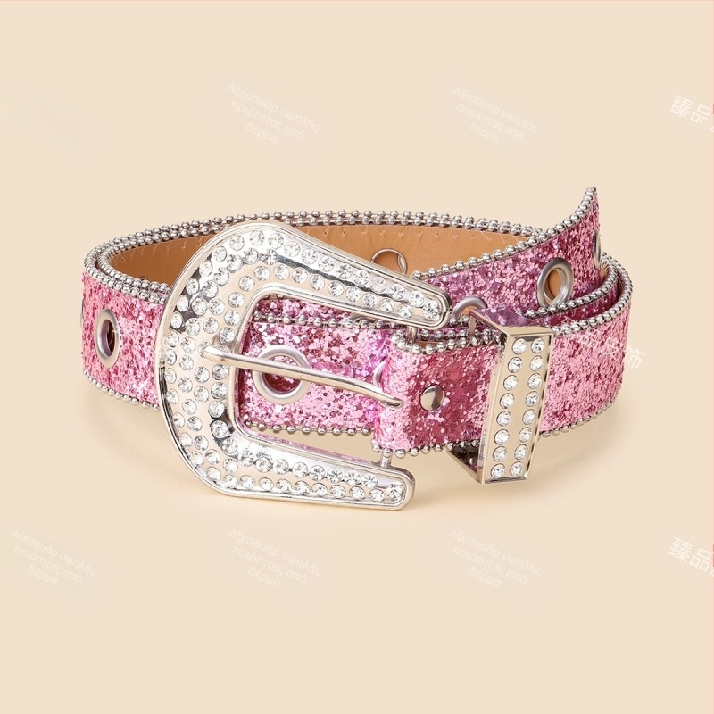 Γυναικεία ζώνη μέσης με στρας, PU δέρμα, αγκράφα με καρφί, πλάτος 2-4 εκ, INS στυλ