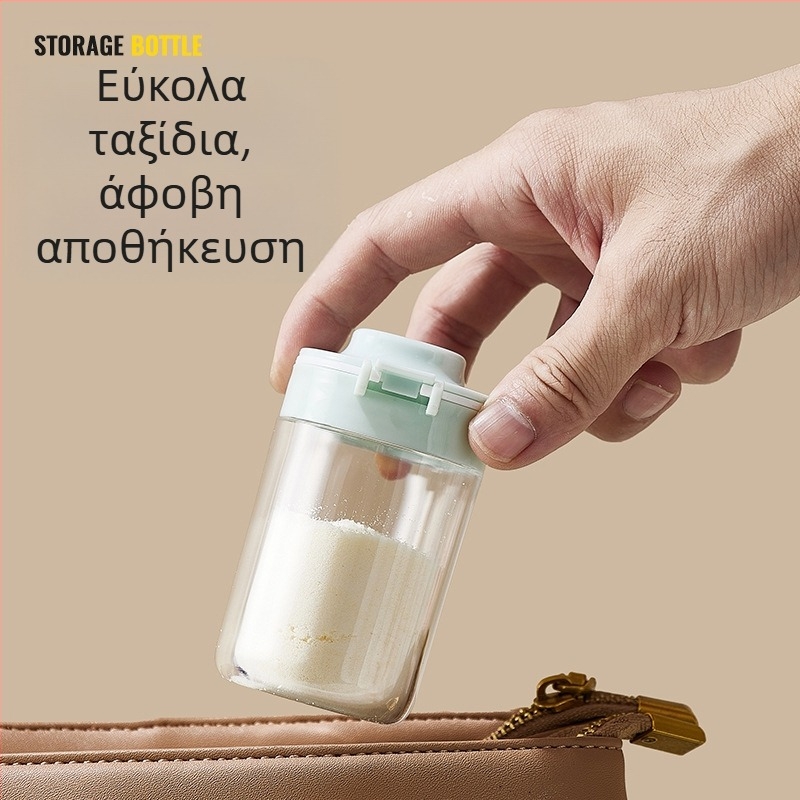 Baizun BX1150 Φορητό Κουτί Γάλακτος Μωρού με Διπλό Καπάκι, Διανομέας Γάλακτος σε Σκόνη, Λειτουργία με Ένα Χέρι, Για Εκδρομές, Κατάλληλο από Νεογέννητα έως 3 Ετών