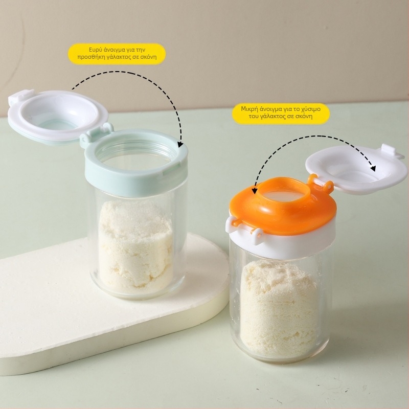 Baizun BX1150 Φορητό Κουτί Γάλακτος Μωρού με Διπλό Καπάκι, Διανομέας Γάλακτος σε Σκόνη, Λειτουργία με Ένα Χέρι, Για Εκδρομές, Κατάλληλο από Νεογέννητα έως 3 Ετών