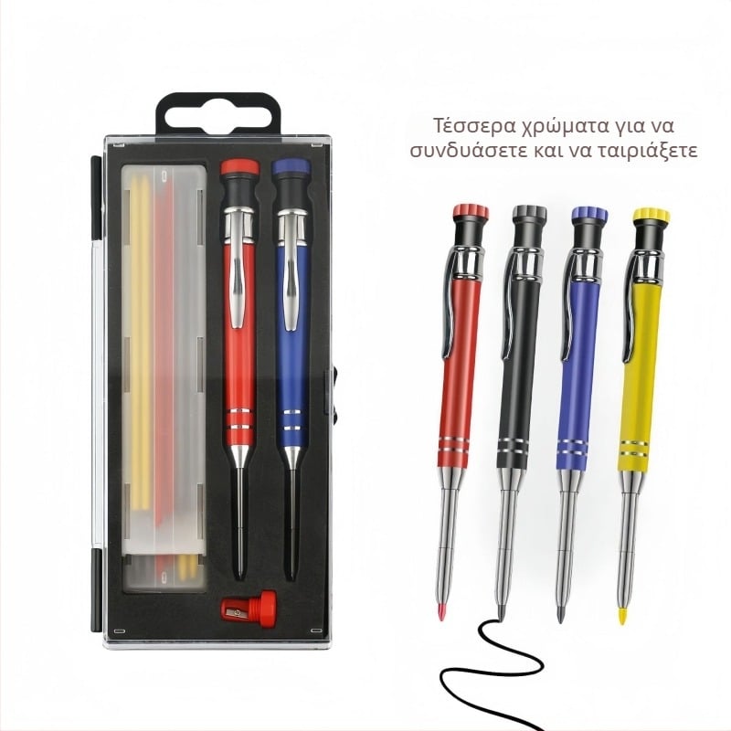 Μηχανικό μολύβι ξυλουργικής, σετ σε κουτί, σώμα από κράμα, για ξυλουργικές εργασίες, χωρίς ανάγκη ακονίσματος.