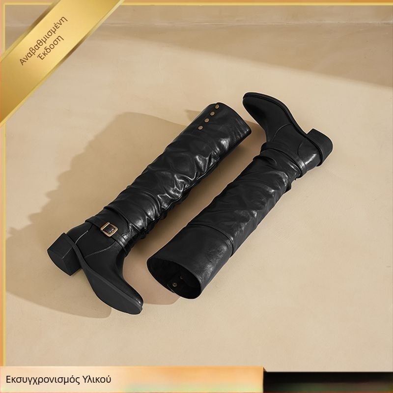 Μποτάκια ιππασίας με στρογγυλό δάχτυλο, PU πάνω μέρος, TPR σόλα, ψηλό shaft, slip-on