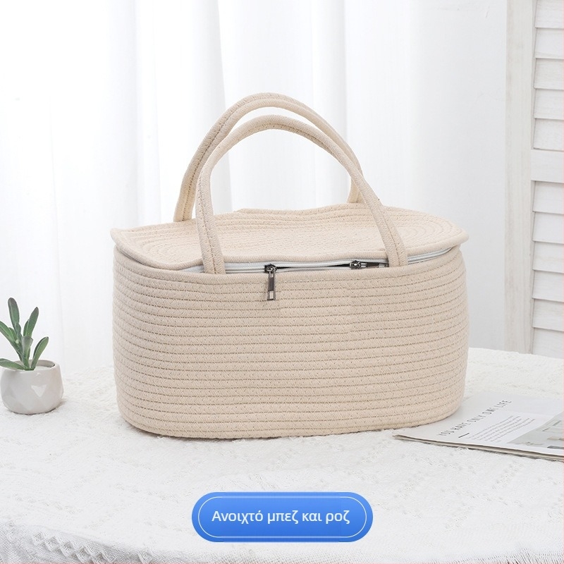 Κάδος αποθήκευσης από βαμβακερό σκοινί – φορητός, μοντέρνος μινιμαλισμός, μοντέλο: καλάθι αποθήκευσης από βαμβακερό σκοινί