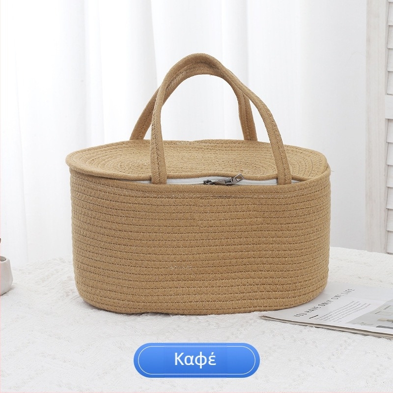 Κάδος αποθήκευσης από βαμβακερό σκοινί – φορητός, μοντέρνος μινιμαλισμός, μοντέλο: καλάθι αποθήκευσης από βαμβακερό σκοινί