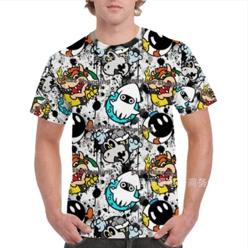 Ανδρικό κοντομάνικο Raglan T-shirt, άνετη γραμμή, λαιμό Crewneck, εκτύπωση 3D graffiti, ύφασμα πολυεστέρα με εφέ milk-silk