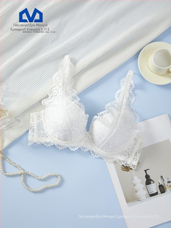 MUWEI Σουτιέν με ενίσχυση και δαντέλα, 3/4 Κάψα, Αποσπώμενες τιράντες, Πίσω κούμπωμα με δύο σειρές, Push-up, Διαπνοή