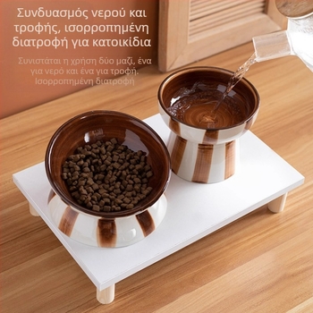 Κεραμικό μπολ φαγητού γάτας με ανυψωμένο σχεδιασμό και αντιανάτρεψη