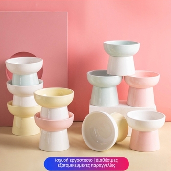 Κεραμικό μπολ γάτας με ψηλά πόδια, αντιανατροπή για νερό και φαγητό