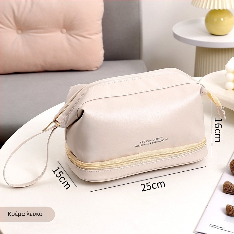 Τσαντάκι μακιγιάζ από PU για ταξίδια – Αδιάβροχη, Μεγάλης χωρητικότητας, Γυναικείο, Μονόχρωμο σχέδιο, Εσωτερική επένδυση πολυεστέρα