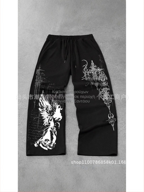 Ανδρικά cargo παντελόνια, φαρδιά γραμμή, μακριά, μεσαία μέση, κλείσιμο με κορδόνι