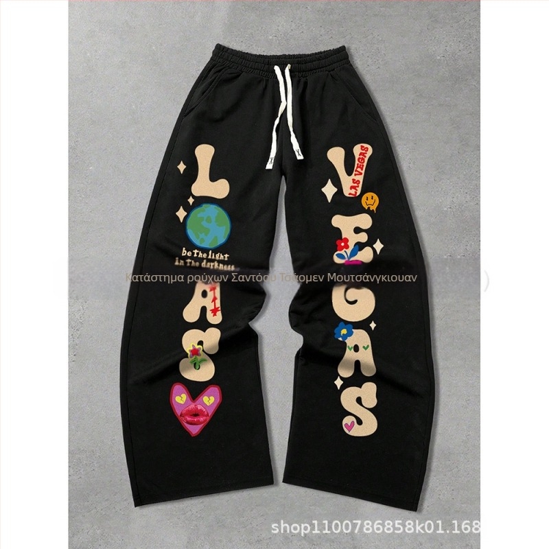 Ανδρικά cargo παντελόνια, φαρδιά γραμμή, μακριά, μεσαία μέση, κλείσιμο με κορδόνι