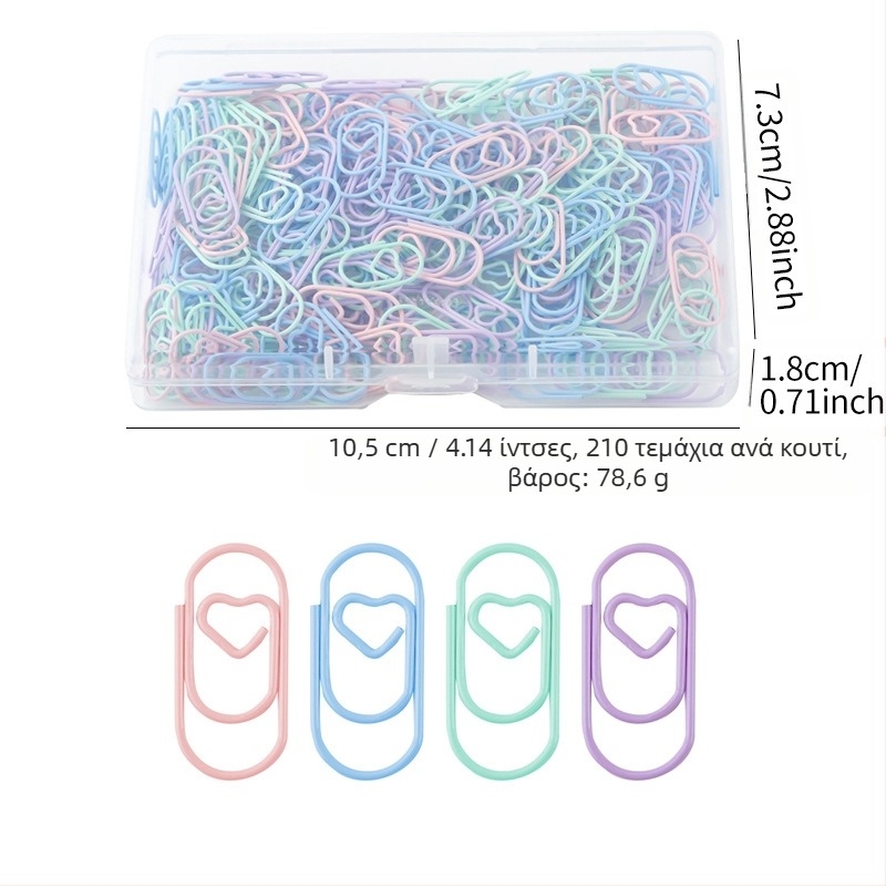 Μίνι συνδετήρες χαρτιού σε σχήμα καρδιάς, μεταλλο-πλαστική κατασκευή, σε διαφανές πλαστικό κουτί – είδη γραφείου