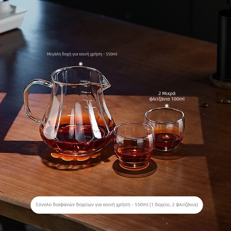 Bincoo Γυάλινο σετ καφέ για κοινή παρασκευή με φλυτζάνι γευσιγνωσίας και φίλτρο – μοντέρνο μινιμαλιστικό στυλ, απλός σχεδιασμός