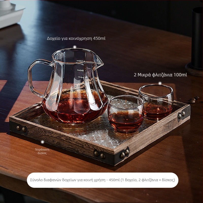 Bincoo Γυάλινο σετ καφέ για κοινή παρασκευή με φλυτζάνι γευσιγνωσίας και φίλτρο – μοντέρνο μινιμαλιστικό στυλ, απλός σχεδιασμός