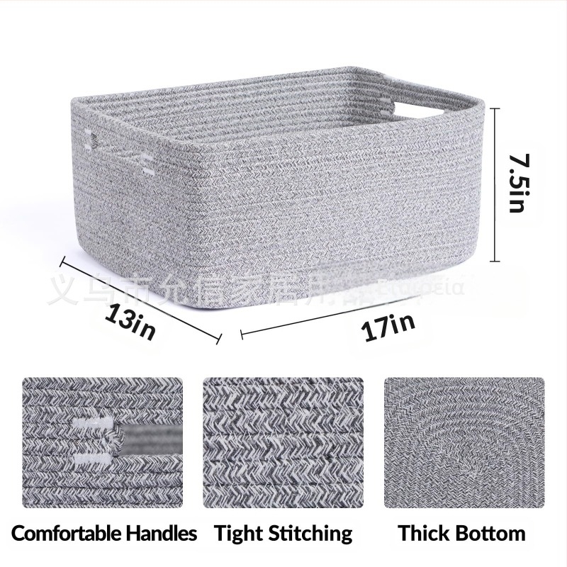 Yunxin AB-125B καλάθι αποθήκευσης από βαμβακερό σκοινί – πολυλειτουργικός οργανωτής για CDs, τηλεχειριστήρια, γραφική ύλη, καλλυντικά και βιβλία