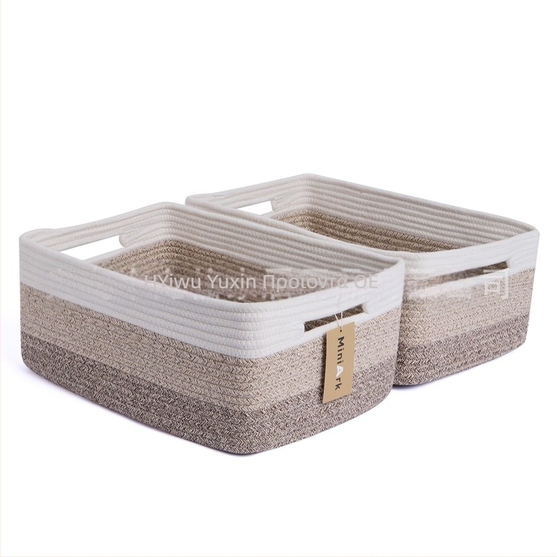 Yunxin AB-125B καλάθι αποθήκευσης από βαμβακερό σκοινί – πολυλειτουργικός οργανωτής για CDs, τηλεχειριστήρια, γραφική ύλη, καλλυντικά και βιβλία