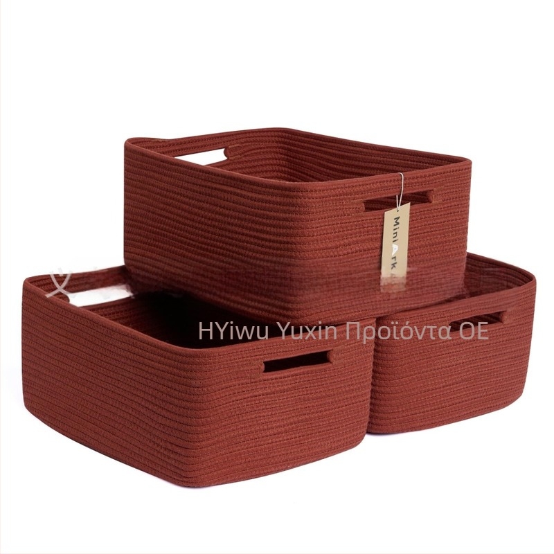 Yunxin AB-125B καλάθι αποθήκευσης από βαμβακερό σκοινί – πολυλειτουργικός οργανωτής για CDs, τηλεχειριστήρια, γραφική ύλη, καλλυντικά και βιβλία