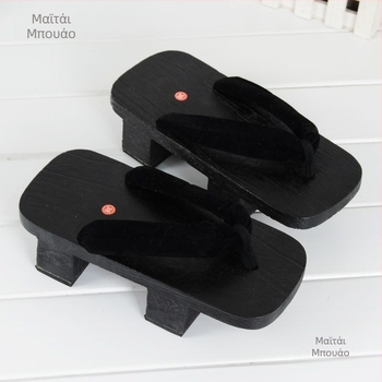 Geta σανδάλια για cosplay – Two-Tooth Geta, ιαπωνικού στυλ, καμβάς άνω μέρος, EVA σόλα, επίπεδη σόλα