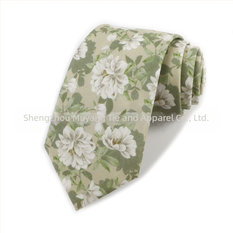 Γραβάτα από βαμβάκι, φλοράλ μοτίβο, σχήμα βέλους, ανδρικό αξεσουάρ, εκτύπωση