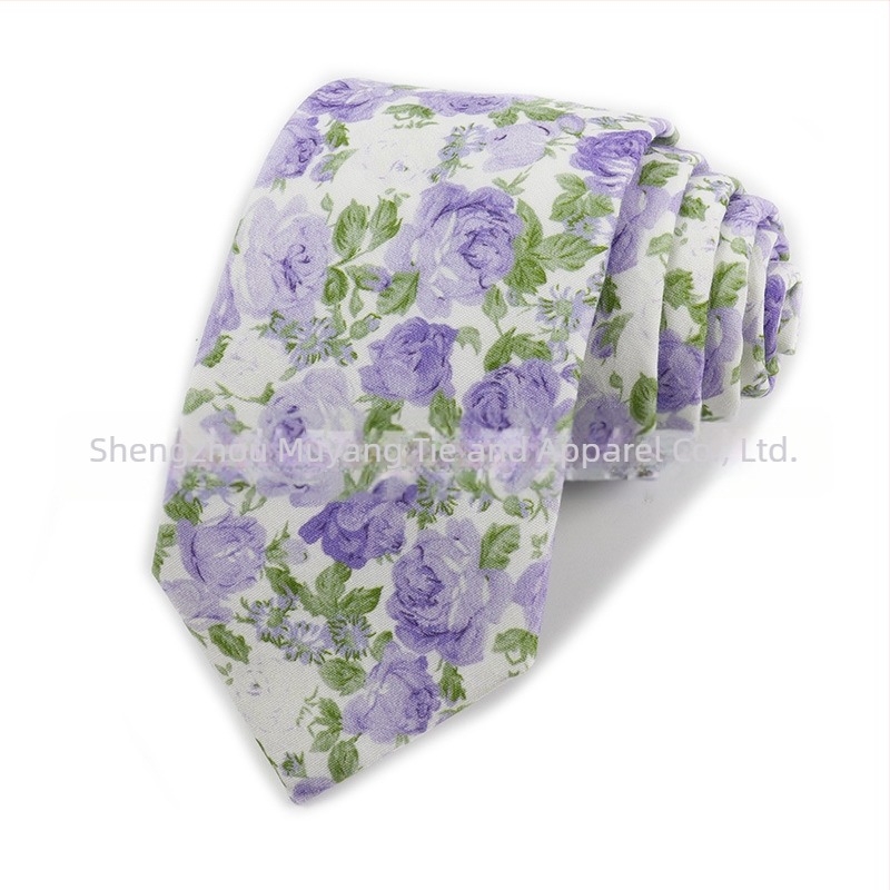 Γραβάτα από βαμβάκι, φλοράλ μοτίβο, σχήμα βέλους, ανδρικό αξεσουάρ, εκτύπωση