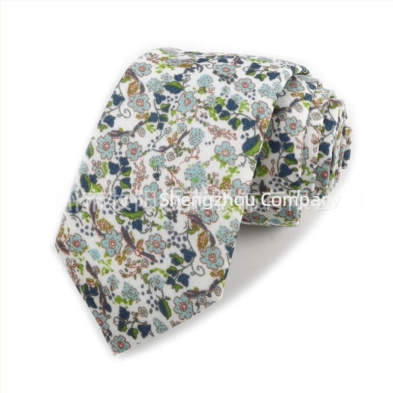 Γραβάτα από βαμβάκι, φλοράλ μοτίβο, σχήμα βέλους, ανδρικό αξεσουάρ, εκτύπωση
