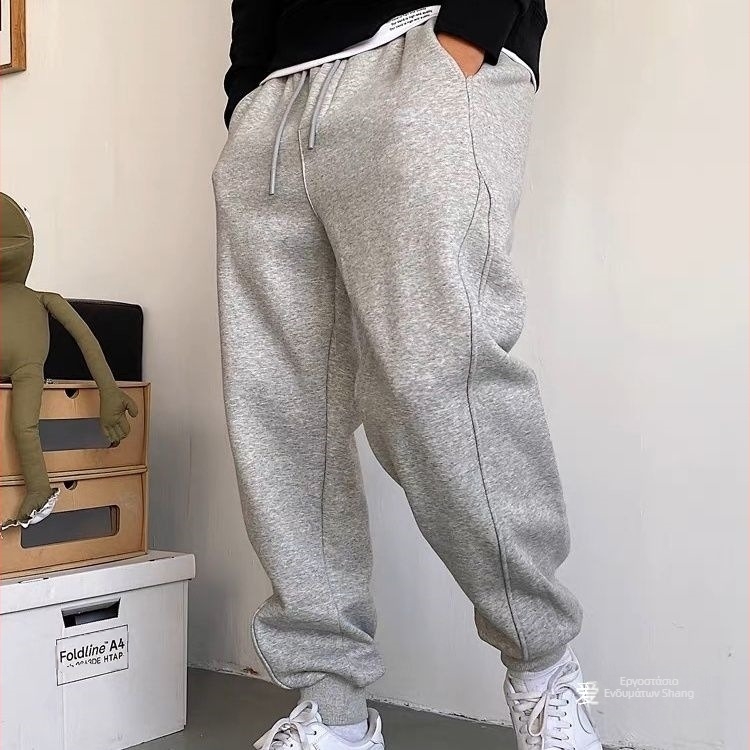 Ανδρικά casual joggers, υψηλή μέση, ίσια γραμμή παντελονιού, άνοιξη, μείγμα ινών μπαμπού και μεταξιού