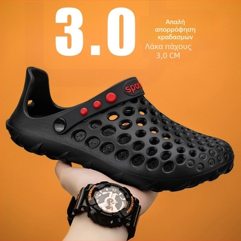 Ανδρικά καλοκαιρινά σανδάλια, slip-on, EVA επάνω και σόλα διαπνοής (EVA επάνω; EVA σόλα; slip-on; διαπνοή; 3 cm ύψος φτέρνας)