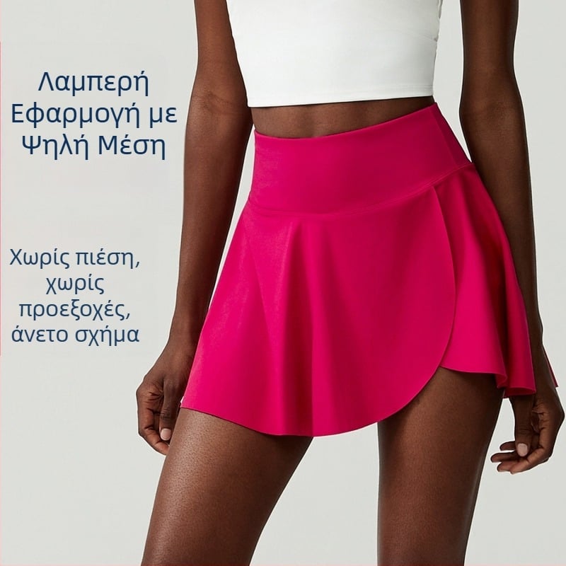 Γυναικεία φούστα τένις/προπόνησης με ύφασμα Naked Feel Nylon και επένδυση CoolMax, σχέδιο ριγέ; 75% Νάιλον + 25% Σπαντεξ; επένδυση CoolMax: 31% CoolMax + 61% Πολυεστέρας + 8% Σπαντεξ; κατάλληλη για καλοκαίρι, άνοιξη, φθινόπωρο