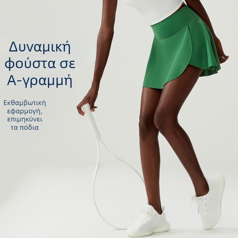 Γυναικεία φούστα τένις/προπόνησης με ύφασμα Naked Feel Nylon και επένδυση CoolMax, σχέδιο ριγέ; 75% Νάιλον + 25% Σπαντεξ; επένδυση CoolMax: 31% CoolMax + 61% Πολυεστέρας + 8% Σπαντεξ; κατάλληλη για καλοκαίρι, άνοιξη, φθινόπωρο
