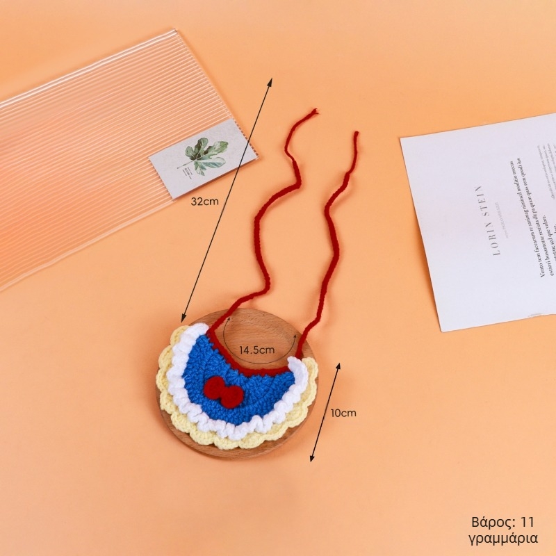 Χειροποίητο πλεκτό κολάρο κατοικιδίων με σχέδιο καρτούν, μαλλί, για γάτες και μικρά σκυλάκια, χειμώνας, στυλ πριγκίπισσα