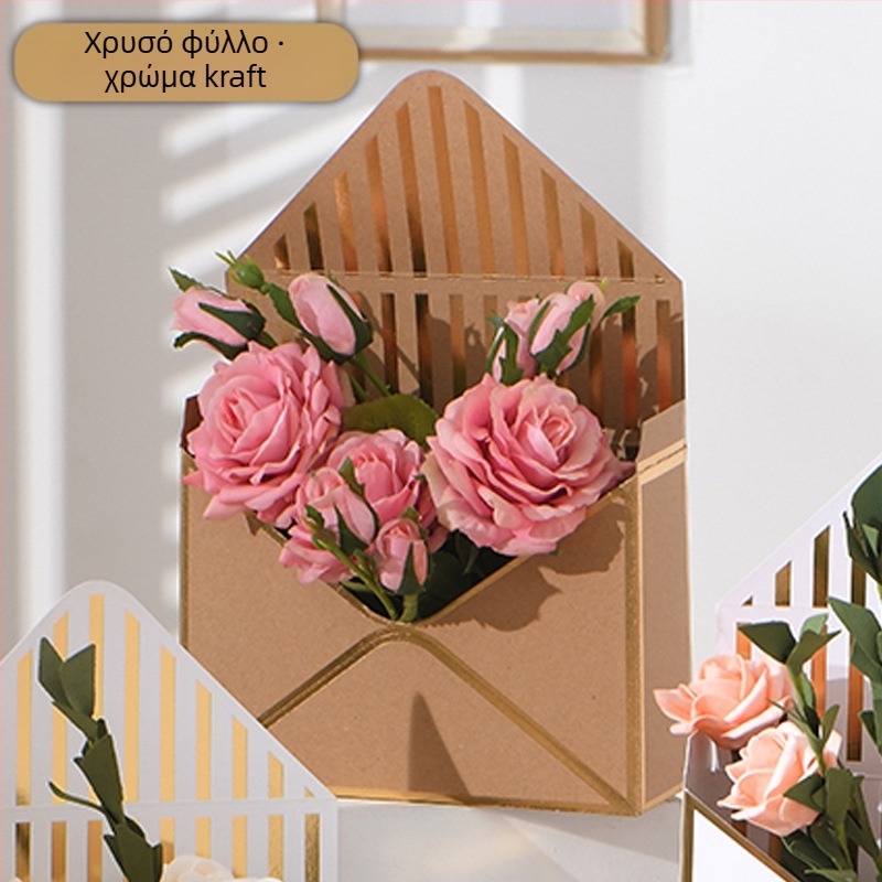 Κουτί λουλουδιών σε σχέδιο φακέλου, χειροποίητο, μοντέλο hot stamping envelope flower box, από 600 g λευκό χαρτόνι, συσκευασία 12 τεμ., μάρκα Qianxi packaging.