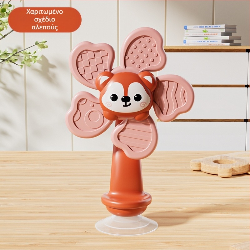 Παιχνίδι με βεντούζα για μωρά – περιστρεφόμενο λουλούδι, πλαστικό, για 0–3 ετών, βοηθά στη δύναμη του χεριού με άσκηση κράτησης, και αναπτύσσει τον συντονισμό ματιού-χεριού, αισθητηριακή ανάπτυξη και λεπτή κινητικότητα