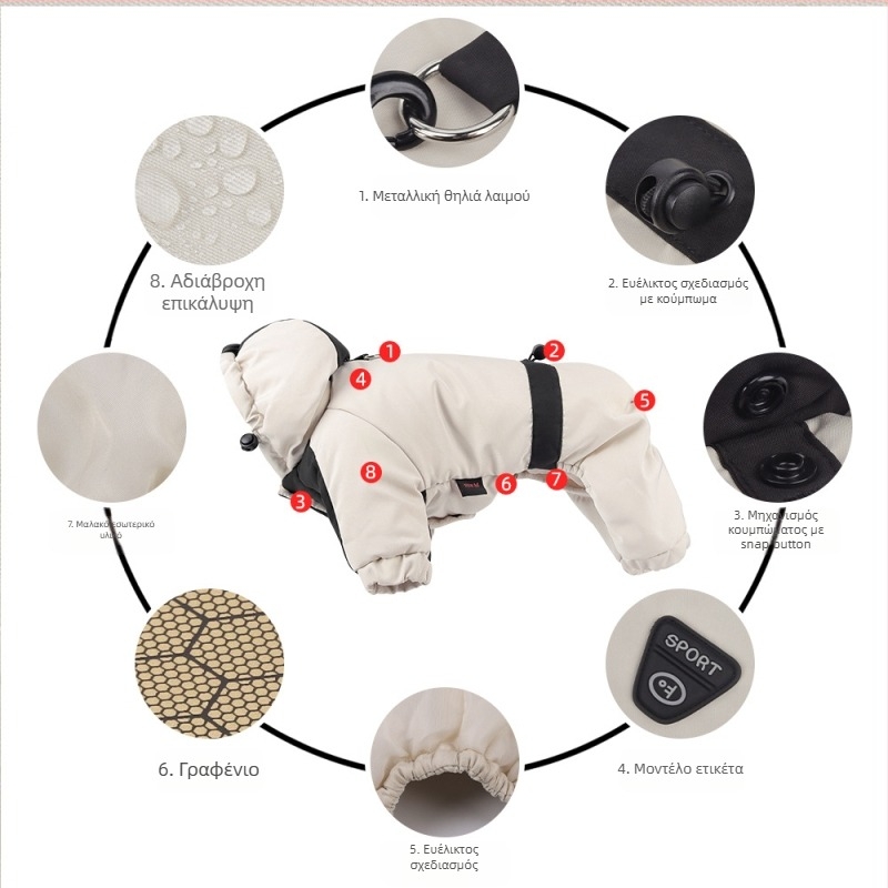 Ρούχα σκύλου τεσσάρων ποδιών, πολυεστερικό παλτό, χαλαρό στυλ, ρούχα κατοικίδιων ζώων