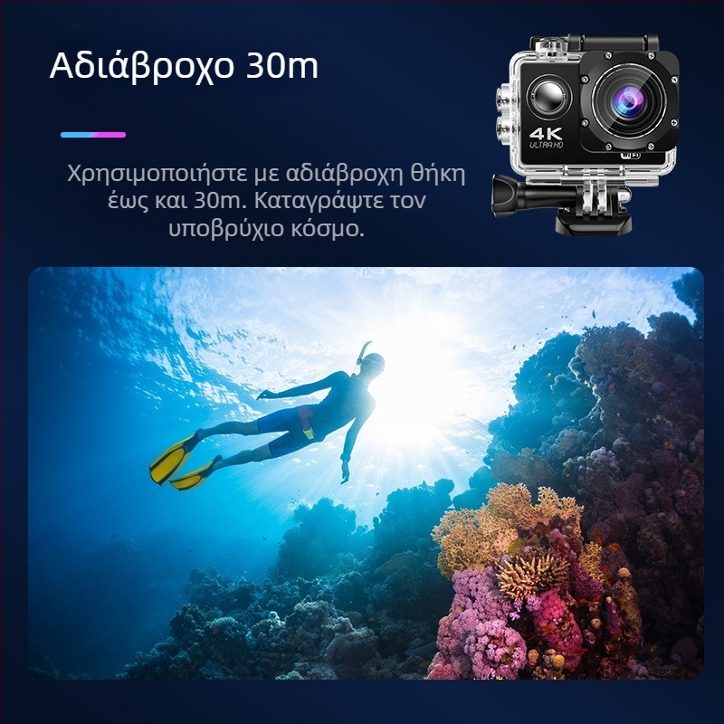 Κάμερα δράσης για κράνος – 4K βίντεο, 16MP φωτογραφίες, οθόνη LCD 2.0, αποθήκευση TF κάρτας, μπαταρία 900mAh