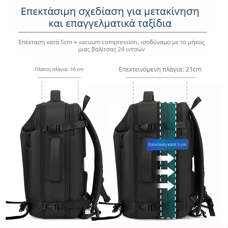 Τσάντα για φορητό υπολογιστή, επεκτειόμενη, για άνδρες/γυναίκες, νάιλον, 20–35 λίτρα, ιμάντας με μαξιλαράκι αέρα