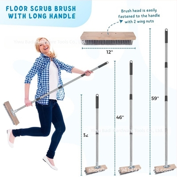 Βαριά βούρτσα από ανοξείδωτο ατσάλι με επεκτεινόμενη λαβή για τον καθαρισμό καταστρωμάτων, σκυροδέματος και βεραντών