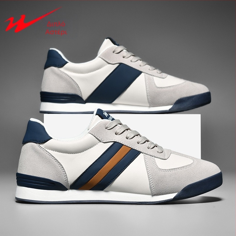 Double Star παπούτσια casual με κορδόνια – Unisex, χαμηλό προφίλ, επάνω μέρος από συνθετικό δέρμα, εσωτερικό με δίχτυ, πάτος από ύφασμα