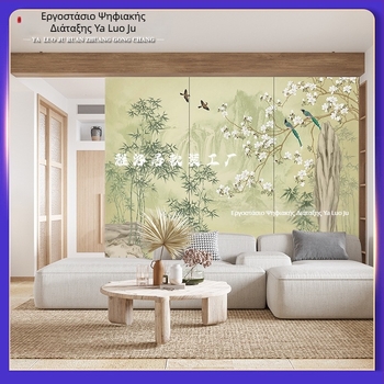 Κεντημένο πάνελ τοίχου – Νέος Κινέζικος στυλ φόντου τοίχου με μοτίβο τοπίου, ύφασμα επένδυση, για σαλόνι/υπνοδωμάτιο/γραφείο/είσοδο, πάνελ κεφαλής κρεβατιού από βερνιέ ξύλου, κωδικός 001