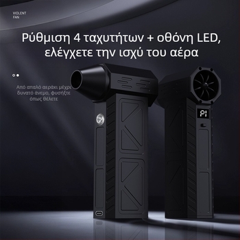 Χειροκίνητος τουρμπινικός ανεμιστήρας για κατασκήνωση — ασύρματος, 7.4V, 50W, αναρρόφηση 11000Pa; φωτισμός και καθαρισμός σκόνης