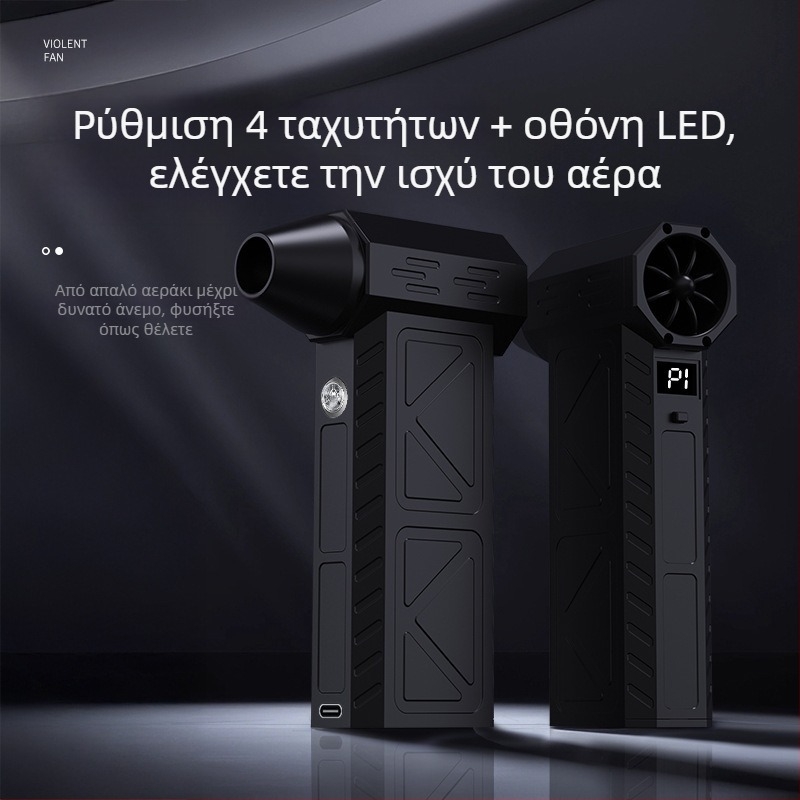 Χειροκίνητος τουρμπινικός ανεμιστήρας για κατασκήνωση — ασύρματος, 7.4V, 50W, αναρρόφηση 11000Pa; φωτισμός και καθαρισμός σκόνης