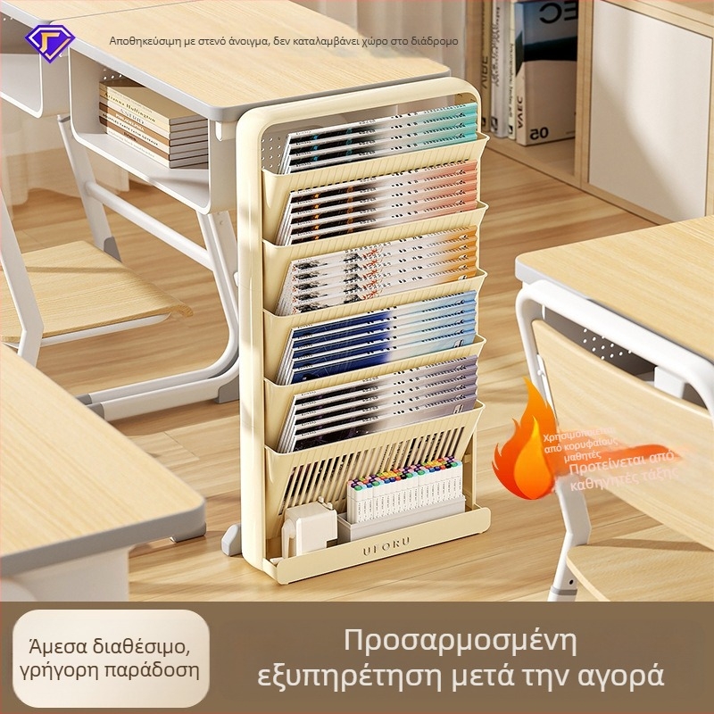 Πτυσσόμενο πλαστικό ράφι βιβλίων γραφείου με 5 επίπεδα, μοντέρνο μινιμαλιστικό στυλ