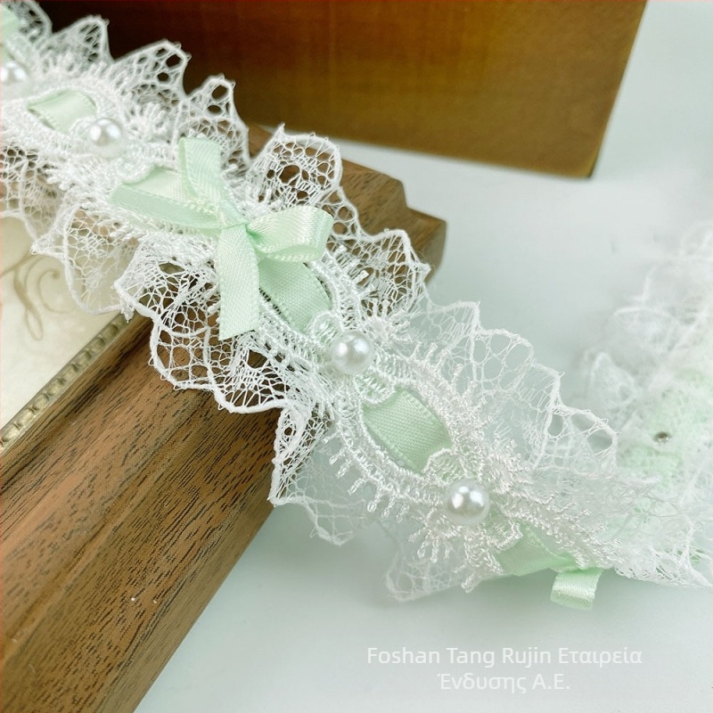 Polyester δαντέλα με χάντρες και φιόγκο για ρούχα, κουρτίνες και χειροτεχνίες