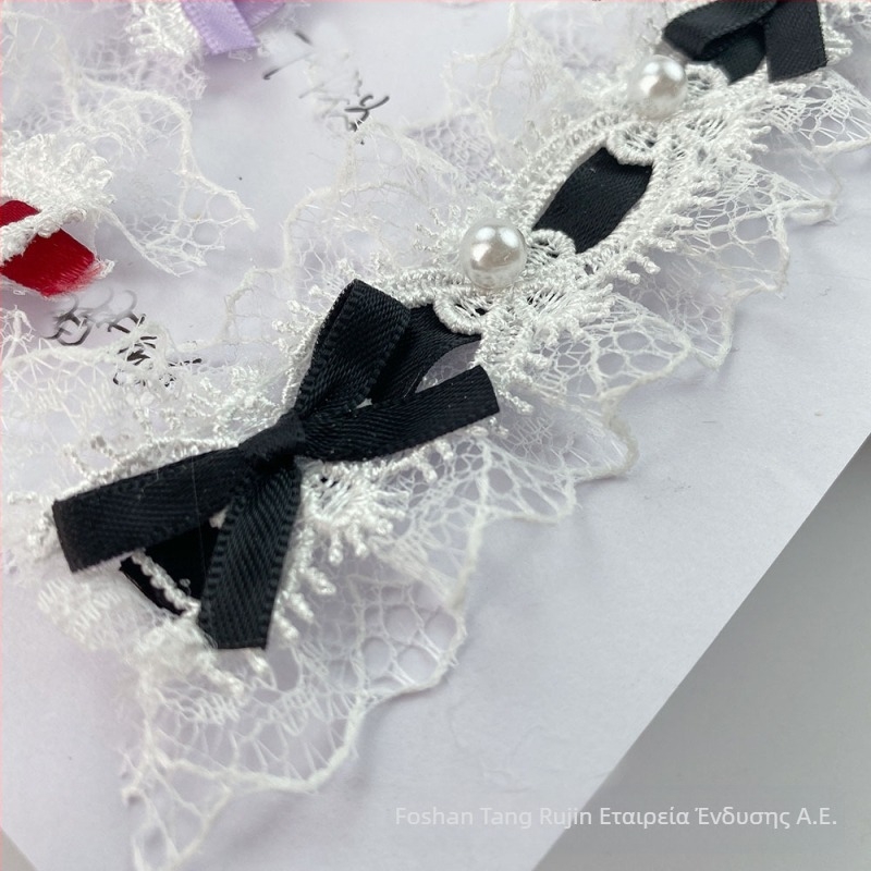 Polyester δαντέλα με χάντρες και φιόγκο για ρούχα, κουρτίνες και χειροτεχνίες