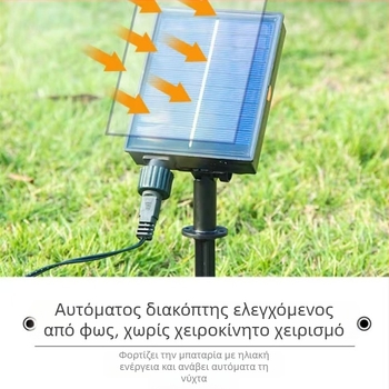 KM-S100 LED φώτα σε αλυσίδα με ηλιακή ενέργεια για εξωτερικούς χώρους αυλής – IP65 αδιάβροχο, έλεγχος με απομακρυσμένο και κουμπί, ισχύς 6000
