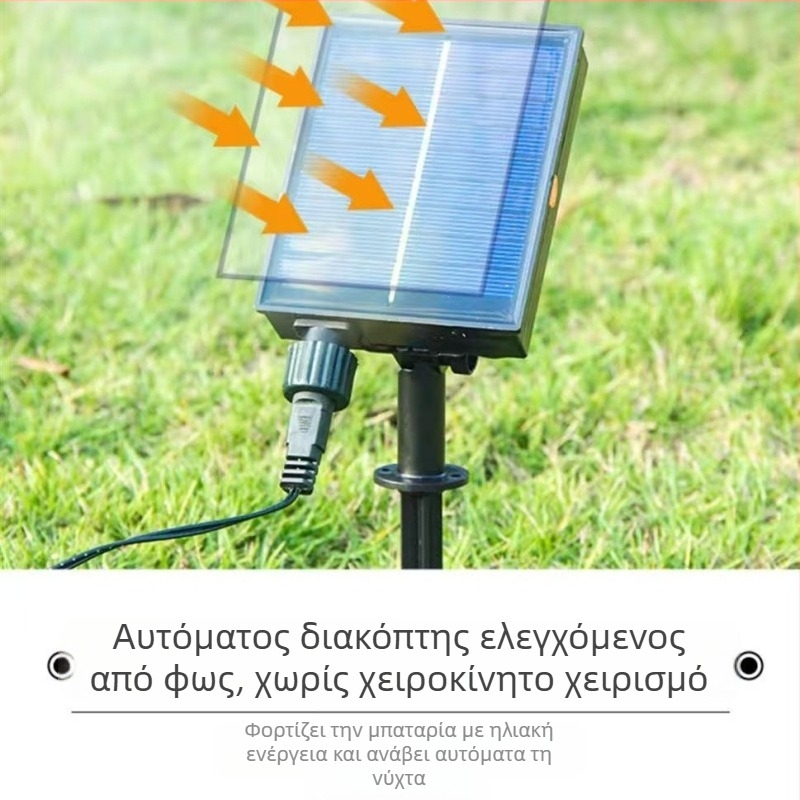 KM-S100 LED φώτα σε αλυσίδα με ηλιακή ενέργεια για εξωτερικούς χώρους αυλής – IP65 αδιάβροχο, έλεγχος με απομακρυσμένο και κουμπί, ισχύς 6000