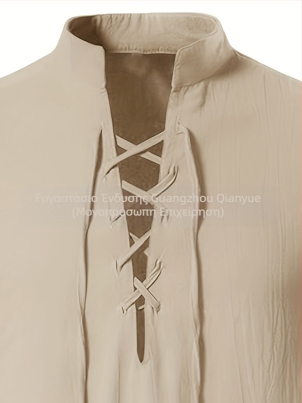 Ανδρικό πουκάμισο με σταθερό γιακά και ημι-ανοικτή φλαντζά, διαπνοή πολυεστέρα, άνετη γραμμή, Καλοκαίρι 2025