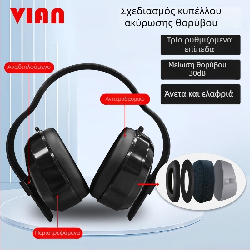 Vian 1427 Ακουστικά προστασίας από θόρυβο για ύπνο και μελέτη, βιομηχανικού επιπέδου μείωση θορύβου