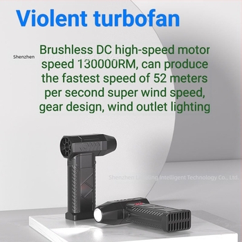 Χειροκίνητος Mini Turbo ανεμιστήρας με μοτέρ brushless, τροφοδοσία USB, ενσωματωμένη μπαταρία 1200–2000 mAh, 3 ταχύτητες, συμπαγείς διαστάσεις 133×91×35 mm, βάρος 400 g, εργαλείο αφαίρεσης σκόνης