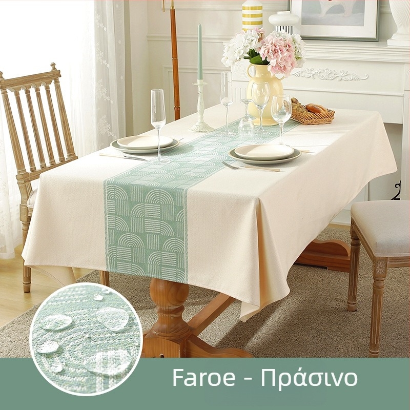 Τραπεζομάντηλο σε σκανδιναβικό στυλ, αδιάβροχο με εμφάνιση βαμβακιού και λινού, ανθεκτικό σε λάδι και φθορά, ορθογώνιο, γεωμετρικό σχέδιο