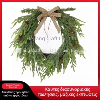 Χριστουγεννιάτικο στεφάνι με λινό φιόγκο και βελόνες πεύκου – κρεμαστό διακοσμητικό