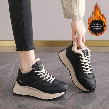 Γυναικείες χειμωνιάτικες sneakers με επένδυση φλις, παχιά σόλα και αύξηση ύψους, ζεστά μποτάκια χιονιού